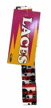 Red & White Stripes W/ Black Skulls Shoelaces Case Pack 48