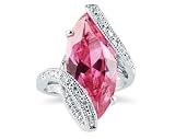 Pink and White CZ Ring Platinum Plated Sterling Silver