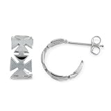 Sterling Silver Pattee Cross Hugger Earrings