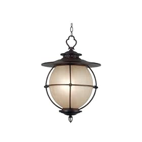 Kenroy Home 70273CML Vidalia Hanging Lantern with Light Amber Linen Glass Shade, Camel