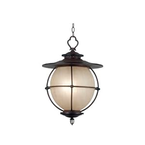 Kenroy Home 70273CML Vidalia Hanging Lantern with Light Amber Linen Glass Shade, Camel by Kenroy Home