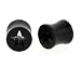 Black Acrylic Double Flare Plug - Hallow Star - 5/8 inches - Sold as a Pair