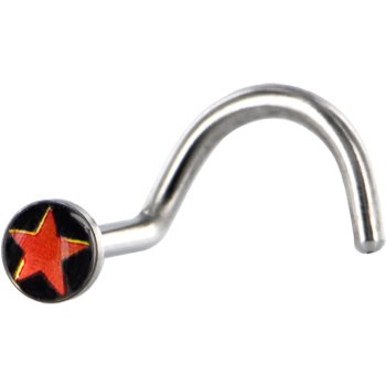 Surgical Steel Black and Red STAR Logo Nose Ring