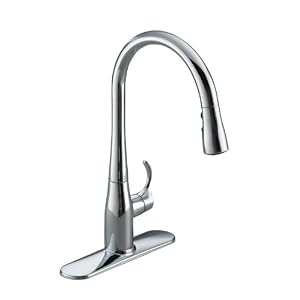 Kohler K-596-CP Simplice Single-Hole Pull-down Kitchen Faucet, Polished Chrome