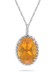 9.38 Cts Brazilian Fire Opal Solitaire Pendant in 14K White Gold