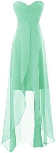 Vivebridal High Low Long Chiffon Bridesmaid Dress with Slit Mint 6