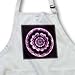 Lilac and eggplant purple fantasy mandala flower on deep purple background - Medium Length Apron With Pouch Pockets 22w X 24l