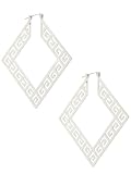 GUESS Silver Guess Who Square Flat Hoop, SILVER
