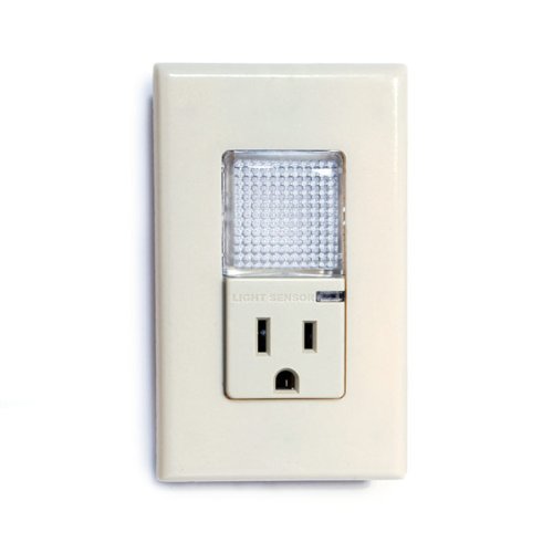 Enhanced Nightlight with 1 Outlet, Almond