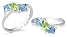 Oval Peridot & Princess London Blue Topaz Three Stone Ring Sterling Silver Size 8