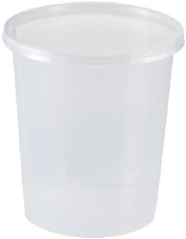 ChefLands Round Food Storage Container with Lids, Clear Plastic, 32 Oz