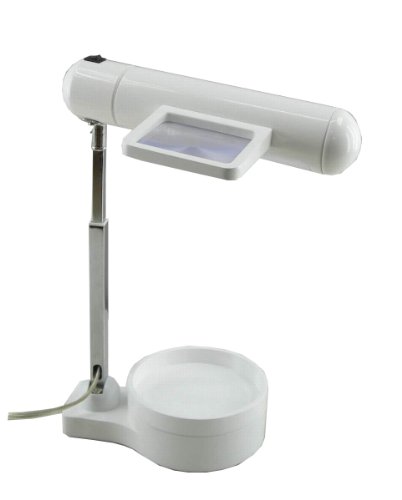 Normande Lighting GP3-769A-WH 13W Daylight Spectrum Desk Lamp with Magnifier and Organizer Base, White On Sale