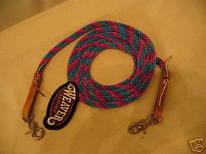 Weaver NYLON roping barrel reins HORSE TACK Turquoise Pink Purple