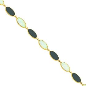 14K Gold Onyx and Created Opal Bracelet Jewelry 8.5 by FindingKing