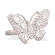 Rhodium Plated Pave CZ Butterfly Ring