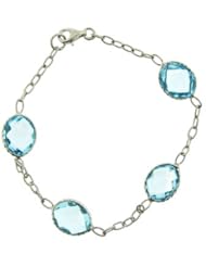 O&G Australia Natural Blue Topaz, 925 Sterling Silver Bracelet (18cttw) - 7.5 Inch