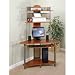 Studio RTA A-Tower Corner Wood Computer Desk with Hutch in Pewter and Cherry
