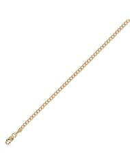 14K Solid Yellow Gold Curb Cuban Chain Bracelet 2.4mm (3/32 in.) - 7 in.
