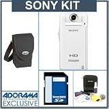 Sony MHS-PM5/L bloggie High Definition MP4 Video Camcorder Kit, 4x Digital Zoom- White - with 4GB SD Memory Card, Camera Case, Professional Lens Cleaning Kit