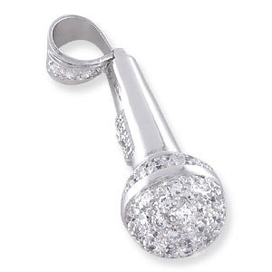 Iced Out Pendant - Silver CZ Microphone