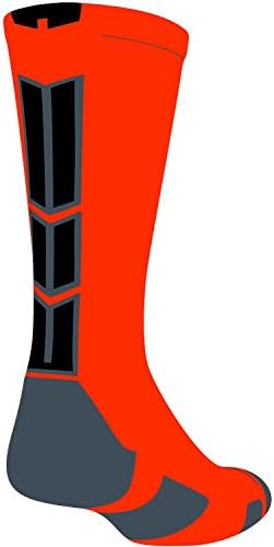 Baseline 3.0 Athletic Crew Socks (Neon Orange/Graphite/Black, Small)