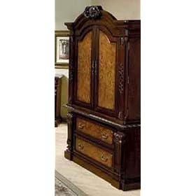 TV Armoire with Hand Carved Accents in Chestnut Finish