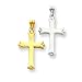 14k & Rhodium Reversible Fleur de Lis Cross Pendant