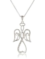 Sterling Silver Diamond Accent Angel Wing Pendant Necklace (I-J Color, I2-I3 Clarity), 18"