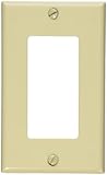 Leviton 80401-I 1-Gang Decora/GFCI Device Decora Wallplate, Standard Size, Thermoset, Device Mount, Ivory