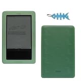 HappyZone - Green Silicone Skin Case Cover with Light Blue Fishbone Style Keychain for the Nook, Barnes and Nobles Electronic eBook Reader