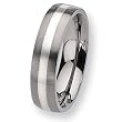 Sterling Silver Inlaid Brushed Titanium Ring (6.0 mm) - Sizes 6-13