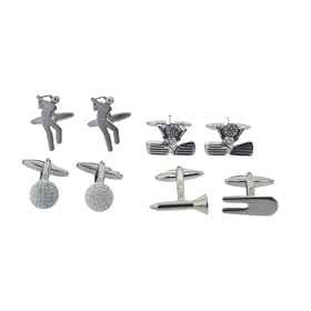 Set Of 4 Cufflinks With Imitation Rhodium Plating