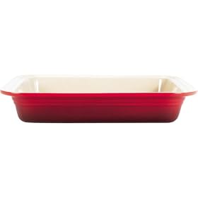 Le Creuset Stoneware 10-1/2-by-13-1/4-Inch Deep Dish Baker, Red