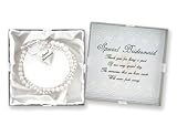 D.M. Bridesmaid Pearl Charm Bracelet with Gift Box