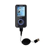 Retractable USB Cable for the Sandisk Sansa E200 with Power Hot Sync and Charge capabilities - uses Gomadic TipExchange Technology