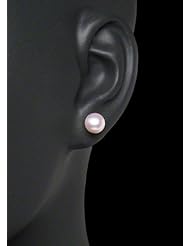 HinsonGayle AAA Handpicked Genuine Japanese Akoya 8.0-8.5mm White Cultured Pearl Stud Earrings (Solid 14K White Gold)