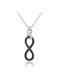 14k White Gold Vertical Infinity Black Diamond Necklace