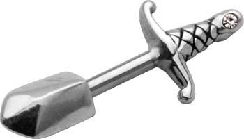 CZ Sword Sterling Silver Cartilage Earring Stud 18G