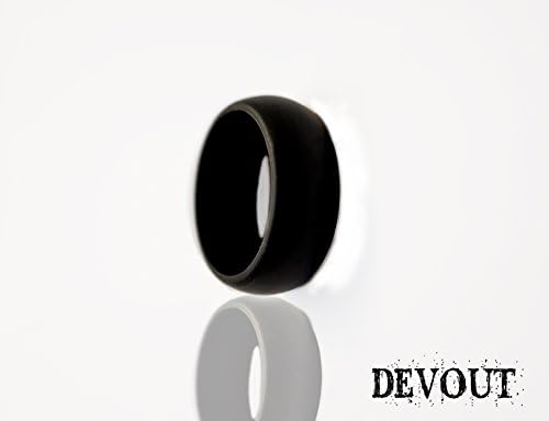 DEVOUT Active Man's Silicone Wedding Ring - Perfect for Weightlifters, Crossfit Athletes, and Outdoorsmen - Medical Grade, Durable, Silicone Wedding Band -Matte Black and Grey - Sizes 9-12