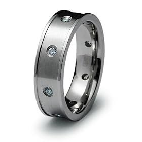 Contemporary Emboss Steel Wedding Band Ring 7mm