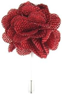 Suited Man Men's Burlap Pin Lapel Flower Scarlet
