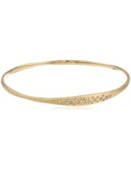 Gold Plated Brass Bangle Bracelet with Glass Accents