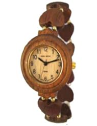Tense Wood Watch Ladies Solid Wood Heart Band Stretch Hypo-Allergenic Watch L7007S