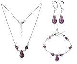 Amethyst Swarovski Crystal Sterling Silver Bracelet Earrings 16' 18' 20' 22' 24' Necklace Jewelry Set