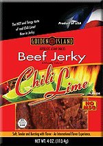 4 bags Golden Island Chili Lime Beef Jerky 4 oz Bag by Beef Jerky