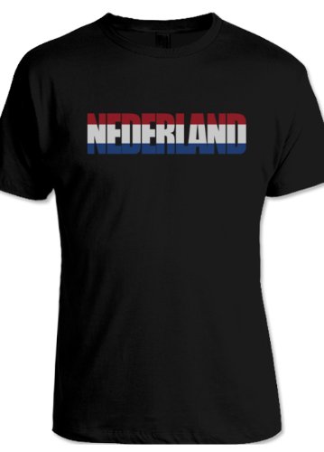 net-shirts NIEDERLANDE FLAGFONT SHIRT T-Shirt, Größe L, Schwarz