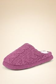 Per Una Cable Knit Faux Fur Mule Slippers [T82-6237-S]