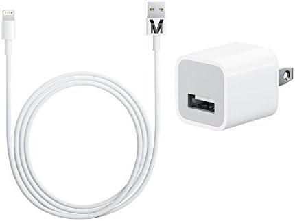VMwireless- High Quality USB Cable/ Wall Home CHARGER for Iphone 5/5S/5C/6, Ipod Touch 5G/NANO 7G IPAD 4, IPAD MINI/MINI 2, Ipad AIR/AIR 2, Compatible with IOS 8 (WHITE)