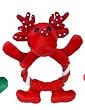Dog Toy - Zanies Festive Fling-A-Rings Plush and Rope Holiday Pet Toy - Reindeer - Red