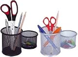 Köcher schwarz Drahtmetall rund 2er- Set Office